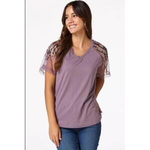 NWT Sequin Sleeve T-shirt Top M